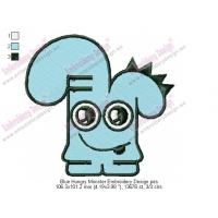 Blue Hungry Monster Embroidery Design